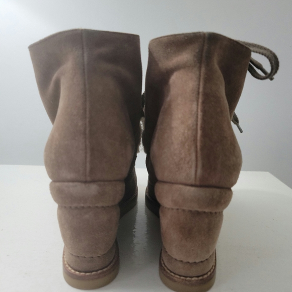 Chloe Peggy Suede Shearling Fur Wedge Bootie - Picture 3 of 7